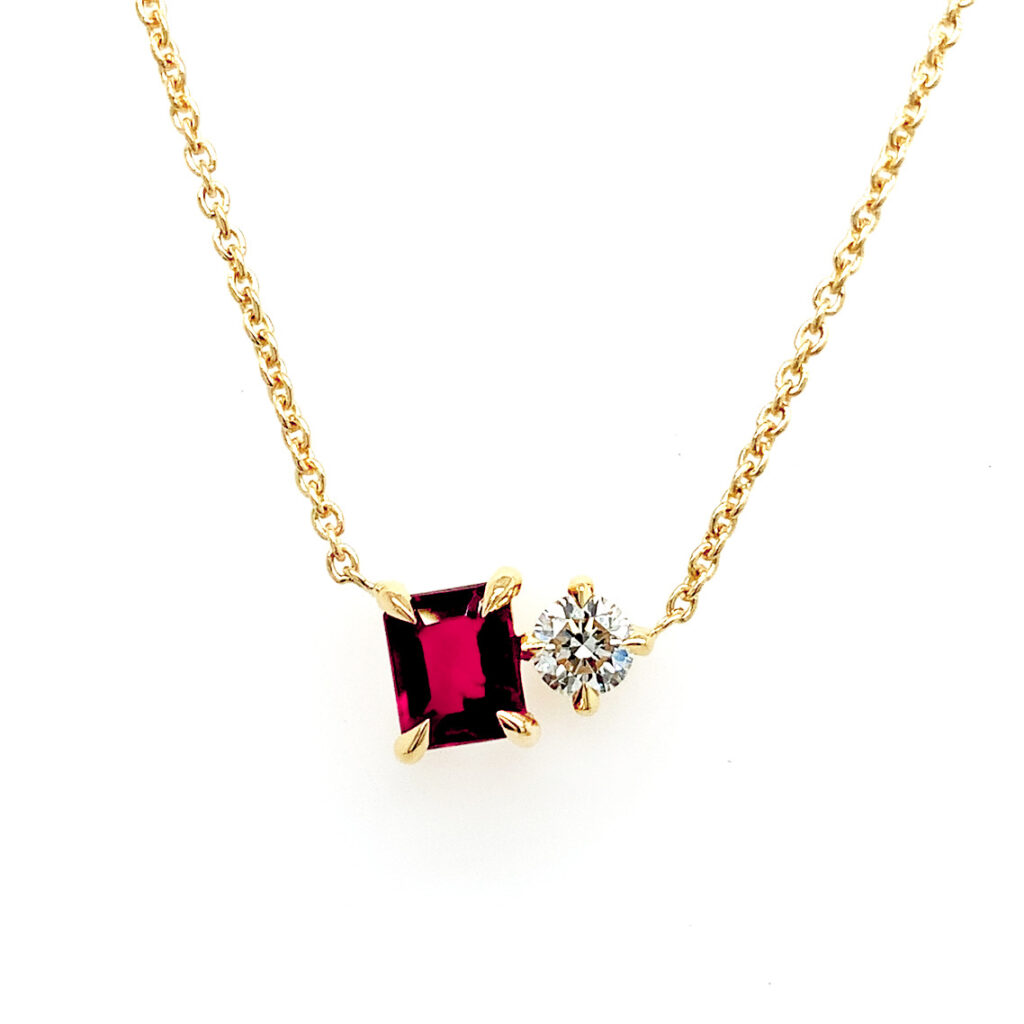 red spinel and diamond necklace
