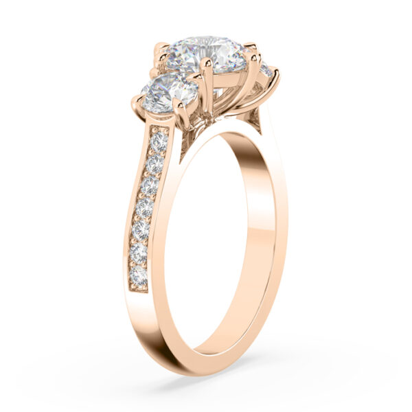 round three stone six claw engagement ring 3