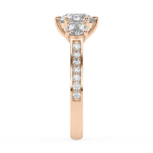round three stone six claw engagement ring 4