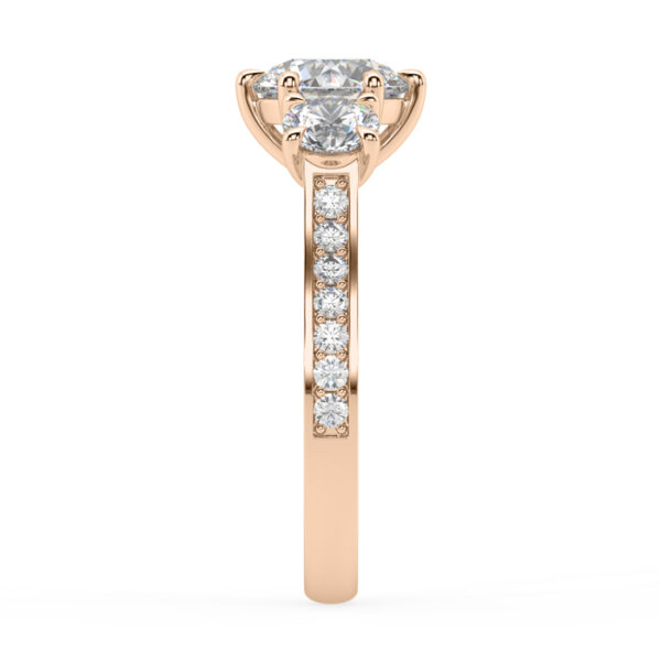 round three stone six claw engagement ring 4
