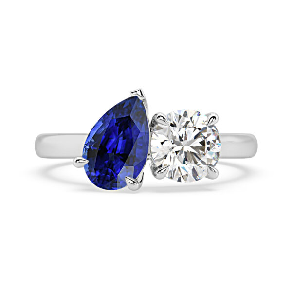 two stone sapphire diamond ring