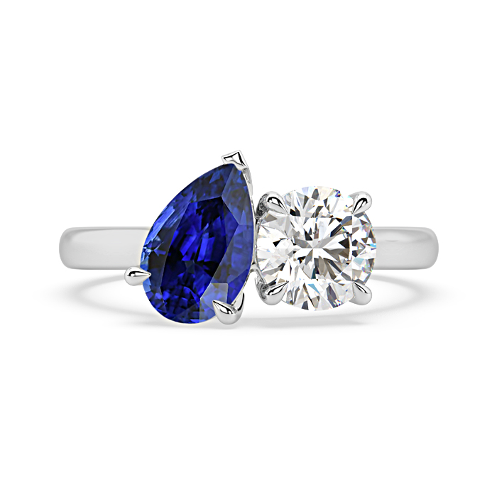 two stone sapphire diamond ring