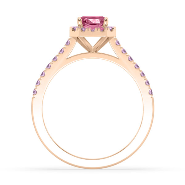 emerald cut pink diamond halo ring 2
