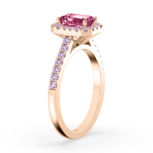 emerald cut pink diamond halo ring 3