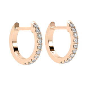 13.5mm CutDown Set Diamond Hoop Earrings RG PV