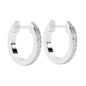 13.5mm Pave Set Diamond Hoop Earrings WG PV