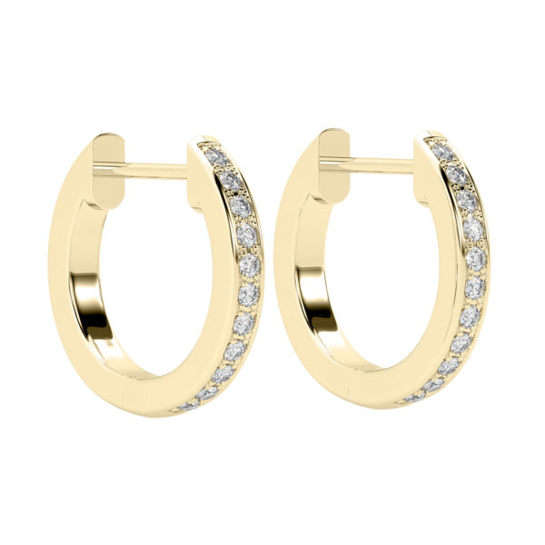 13.5mm Pave Set Diamond Hoop Earrings YG PV